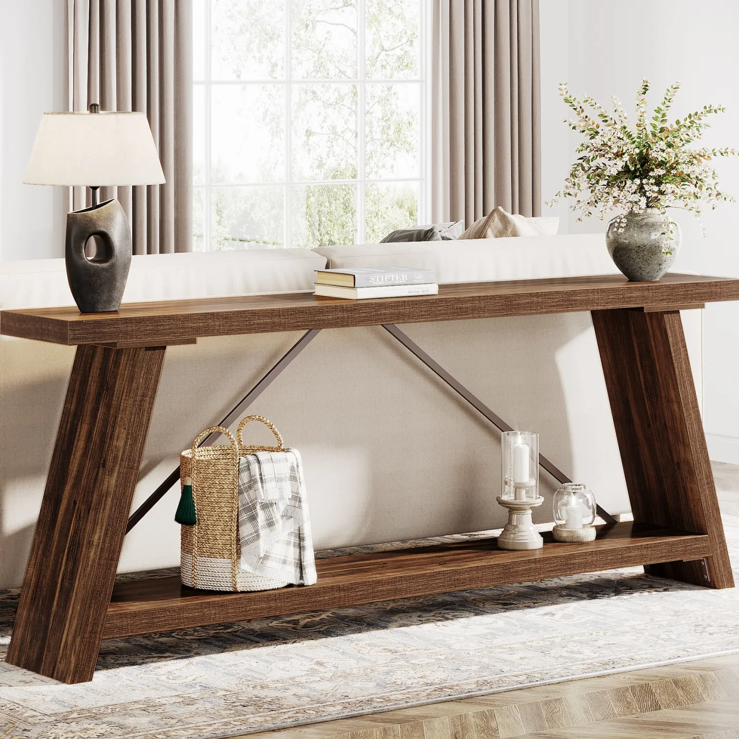 70.9" Console Table, Extra Long Sofa Table Behind Couch