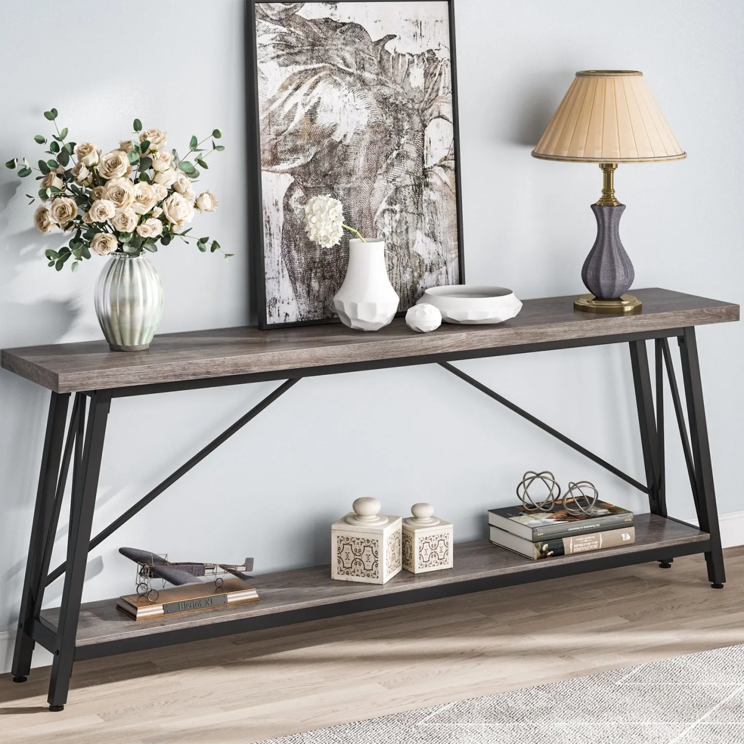 70.9" Console Table, Extra Long Sofa Table Behind Couch
