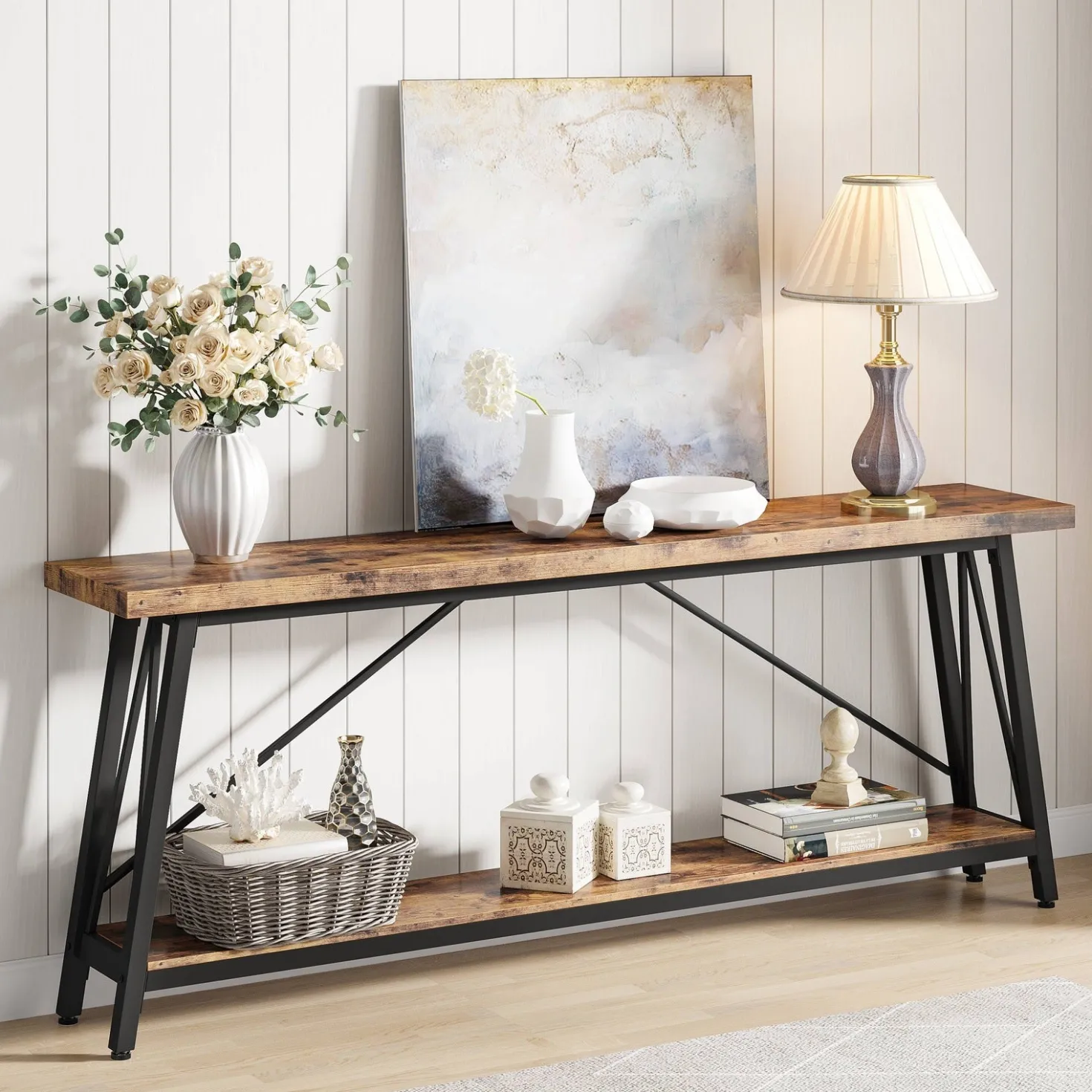 70.9" Console Table, Extra Long Sofa Table Behind Couch