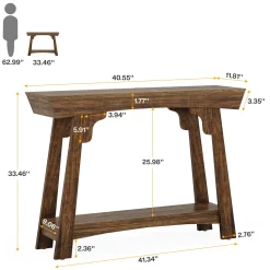 41" Console Table, Farmhouse 2-Tier Sofa Table Entryway Table with Storage Shelf