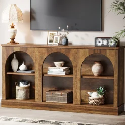63" Console Table, Farmhouse Entryway Table with 3 Tier Storage