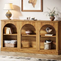 63" Console Table, Farmhouse Entryway Table with 3 Tier Storage