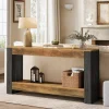 63" Console Table, Farmhouse Wood Sofa Table Behind Couch