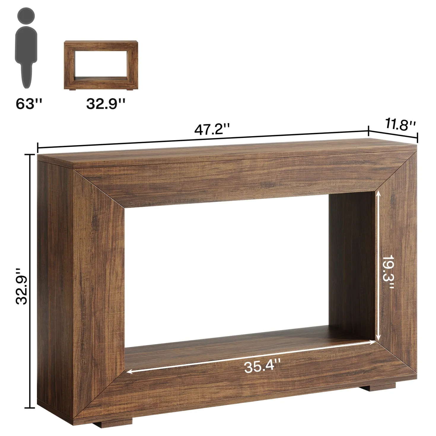 47.2" Console Table, Farmhouse 2-Tier Entryway Sofa Table