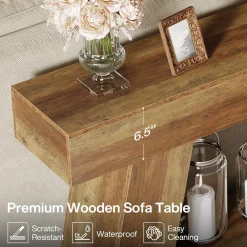 70.87" Console Table, Farmhouse 2-Tier Sofa Table with Open Storage Shelf
