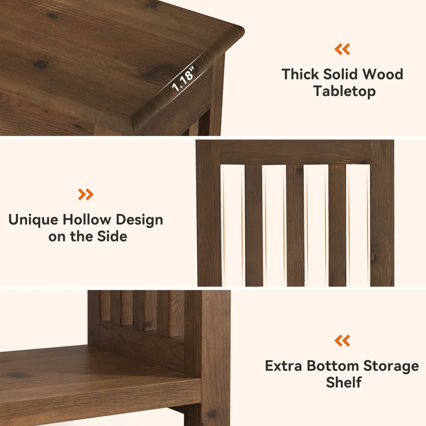 63" Console Table, Farmhouse Wood Entryway Sofa Table with 2-Tier Storage