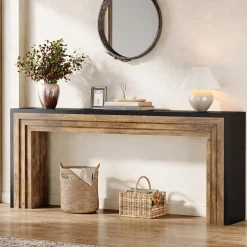 70.9" Console Table, Farmhouse Narrow Sofa Table Hallway Table