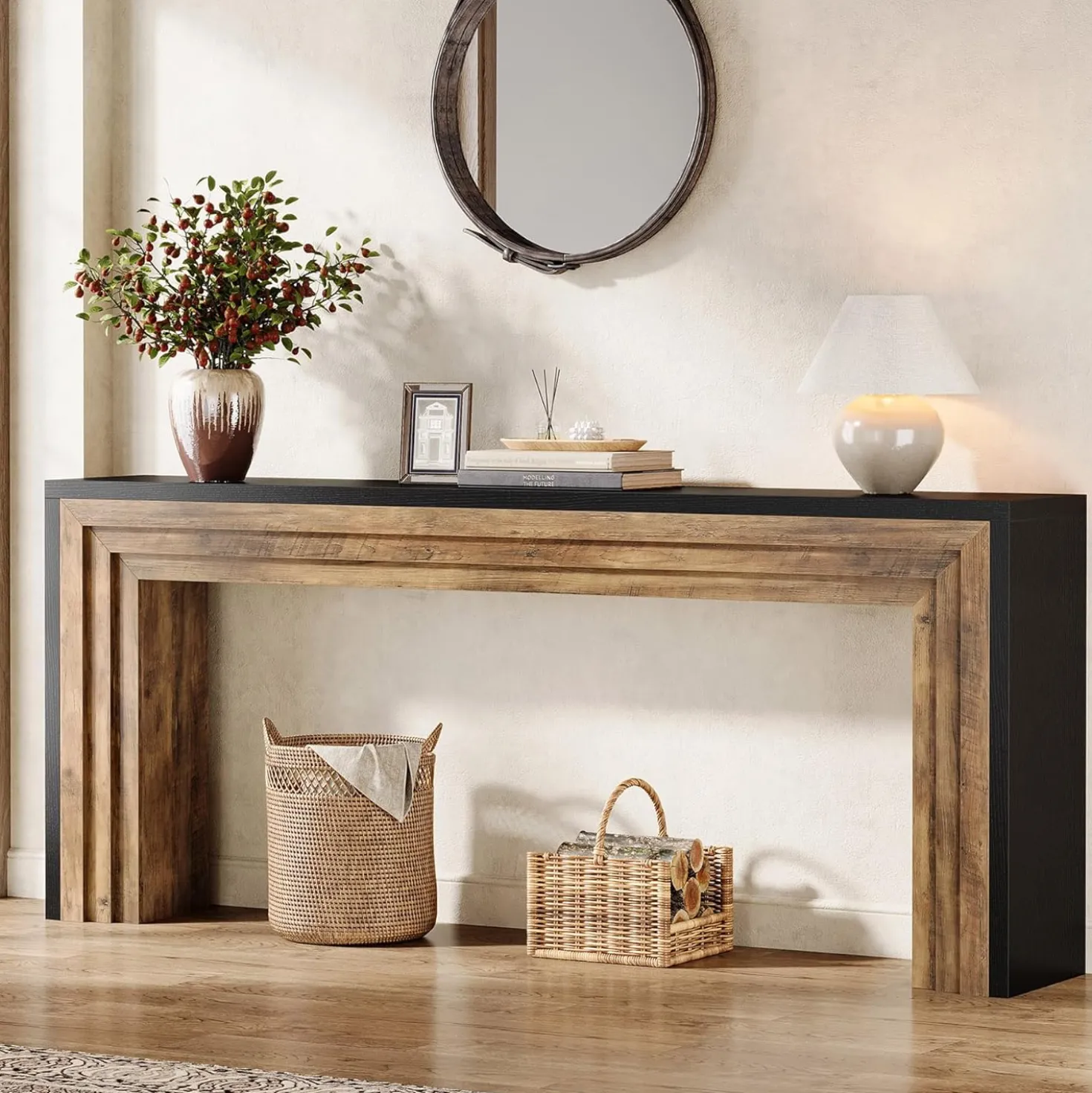 70.9" Console Table, Farmhouse Narrow Sofa Table Hallway Table