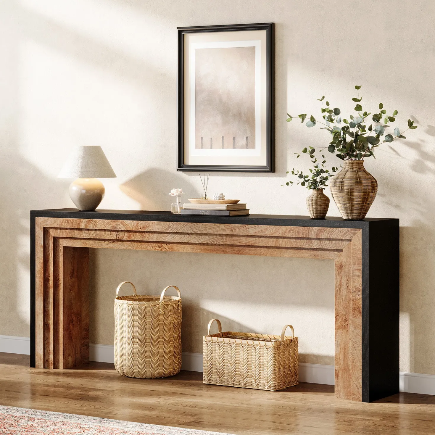 70.9" Console Table, Farmhouse Narrow Sofa Table Hallway Table