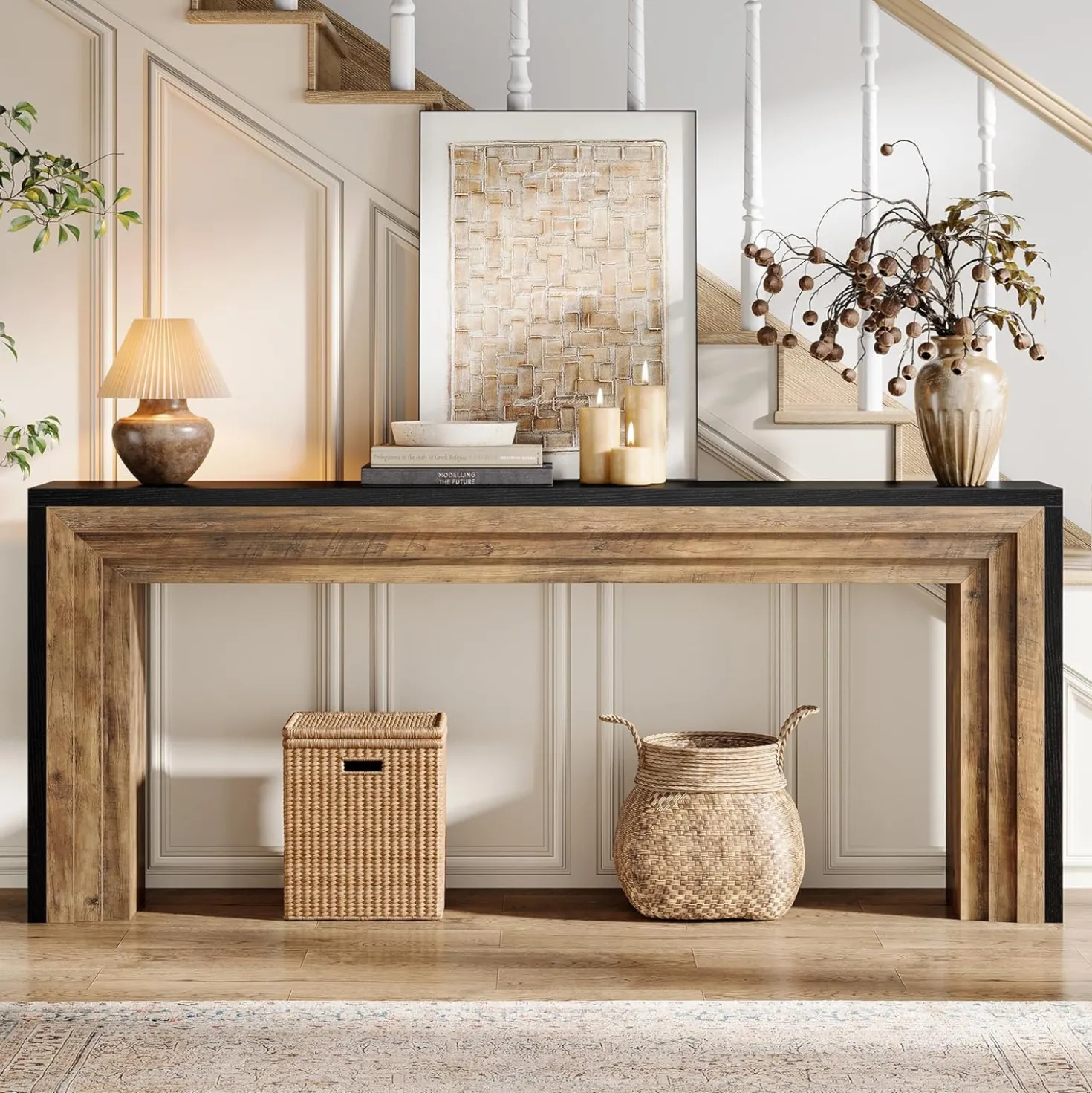 70.9" Console Table, Farmhouse Narrow Sofa Table Hallway Table