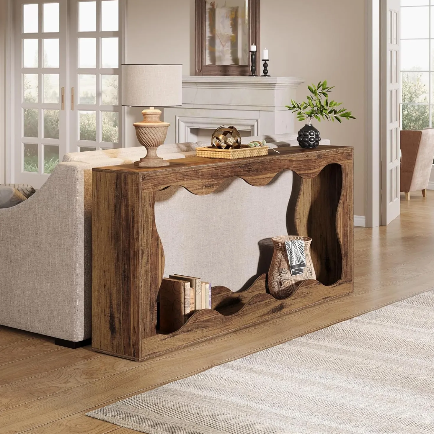 63" Console Table, Farmhouse Entryway Table Couch Table Behind Sofa