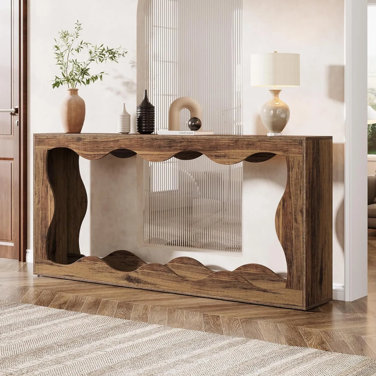 63" Console Table, Farmhouse Entryway Table Couch Table Behind Sofa