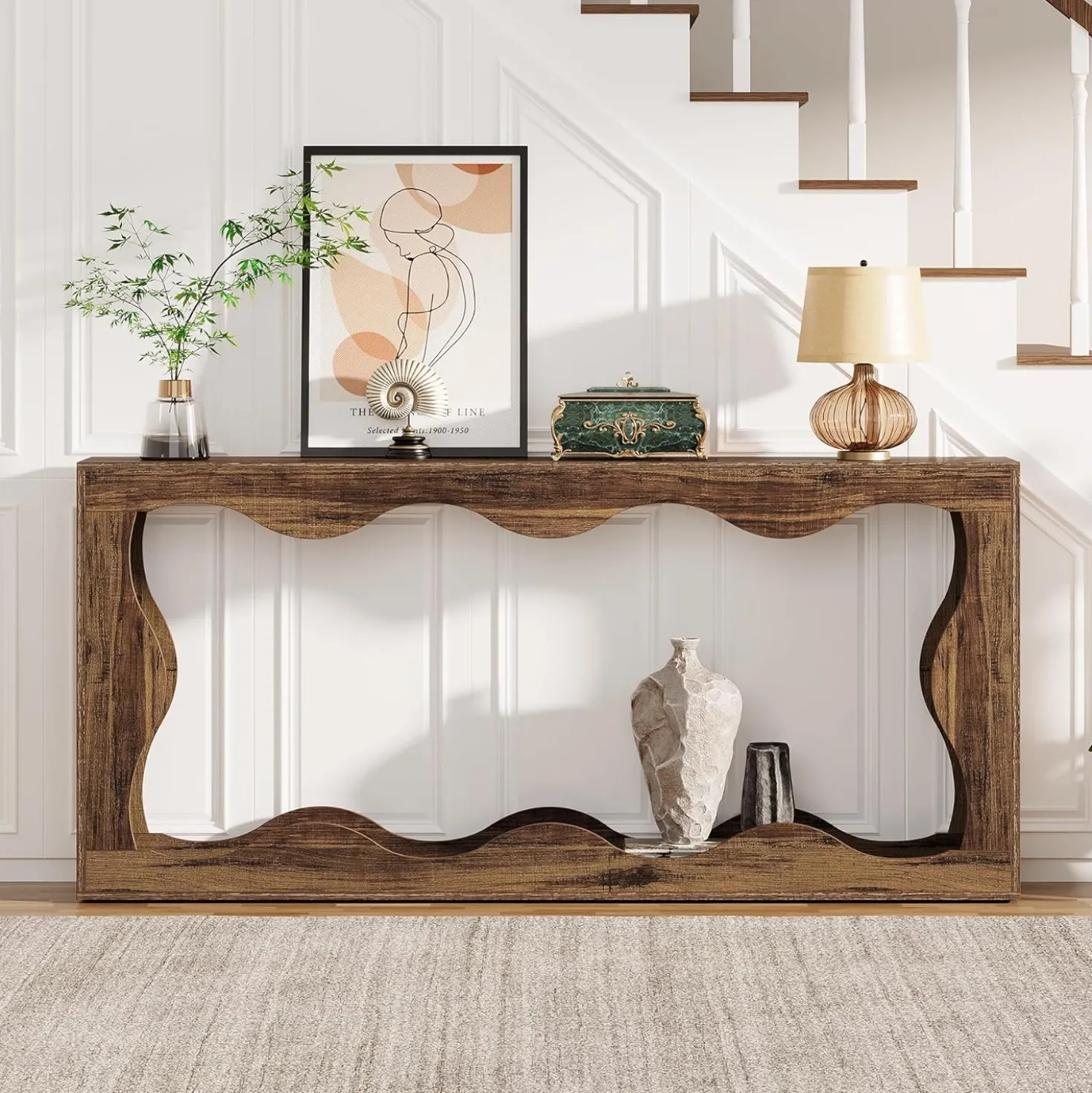 63" Console Table, Farmhouse Entryway Table Couch Table Behind Sofa