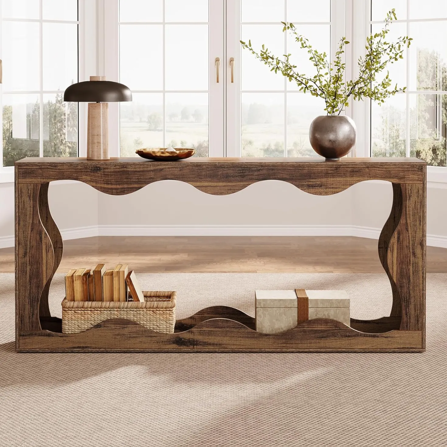 63" Console Table, Farmhouse Entryway Table Couch Table Behind Sofa