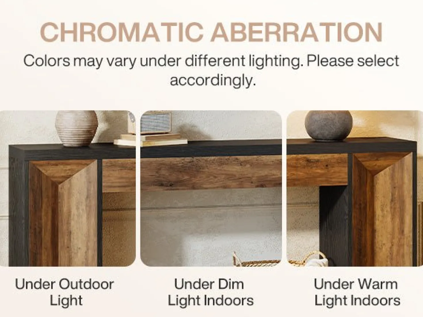 63" Console Table, Farmhouse Entryway Table Sofa Table with Dual-Tone Design