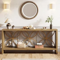 70.9" Console Table, Farmhouse Sofa Table Entryway Table with Storage