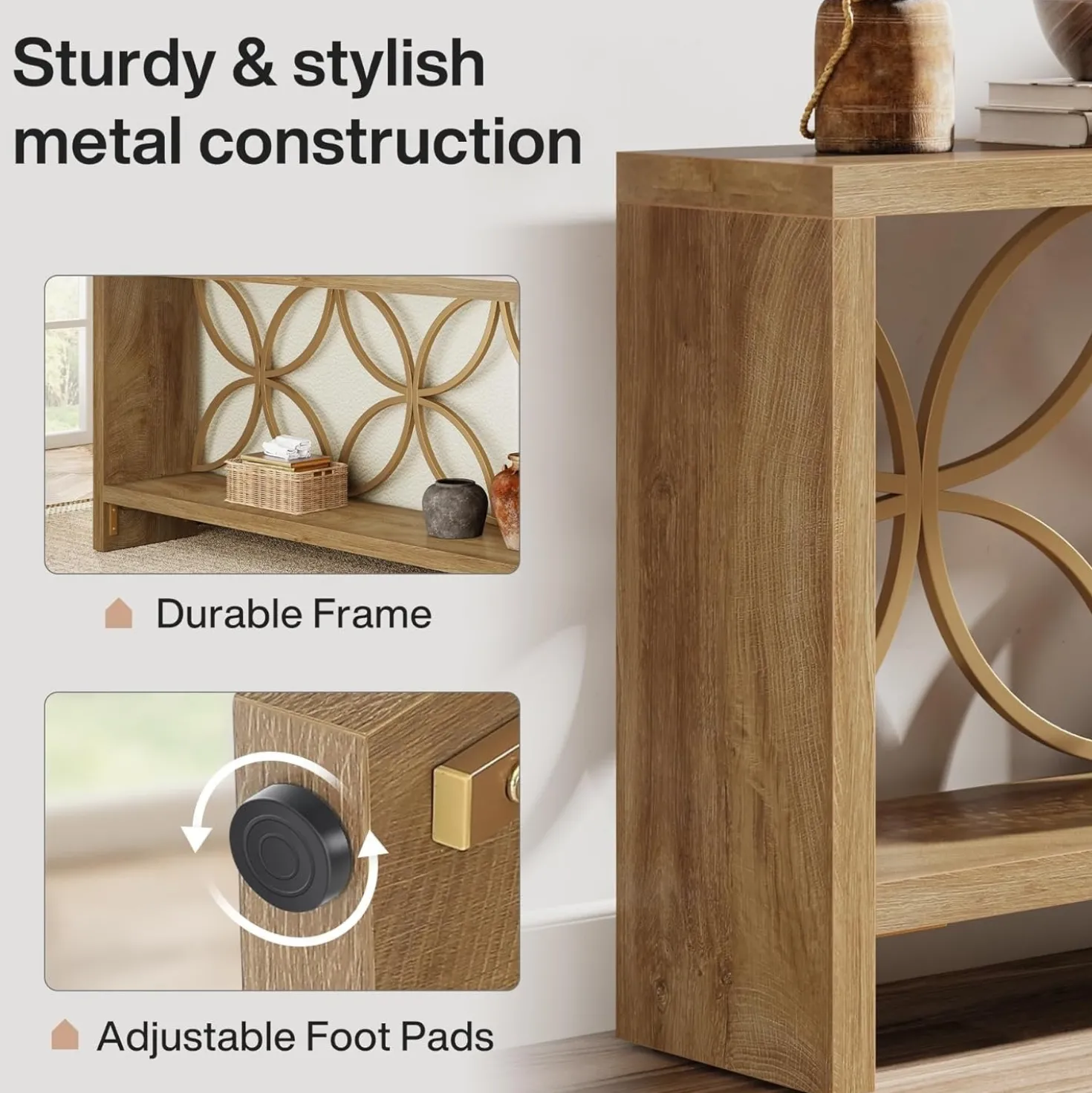 70.9" Console Table, Farmhouse Sofa Table Entryway Table with Storage