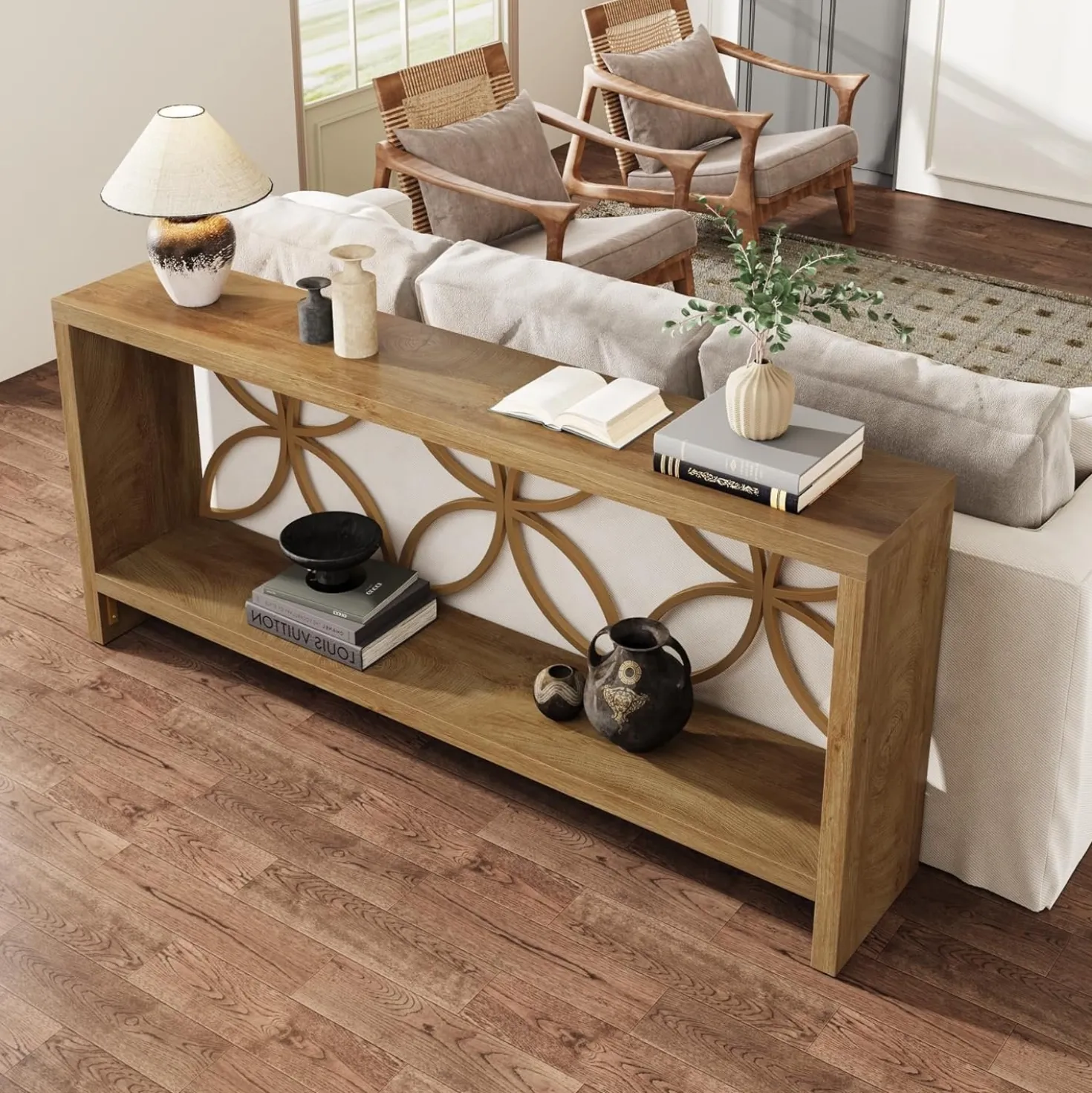 70.9" Console Table, Farmhouse Sofa Table Entryway Table with Storage