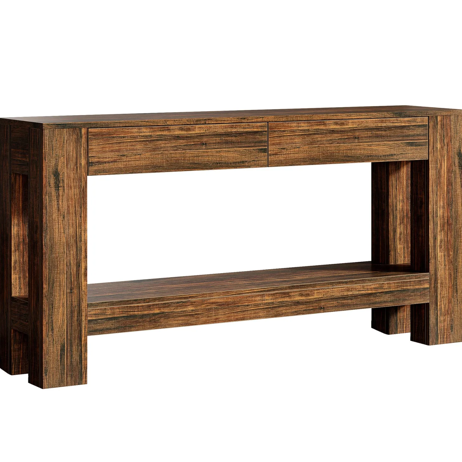 63" Console Table, Farmhouse Wooden Sofa Entryway Table with 2 Drawers
