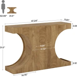 47" Console Table, Farmhouse Accent Sofa Table with Unique Geometric Base