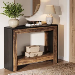 41" Console Table, Farmhouse Hallway Table Sofa Table with Open Storage