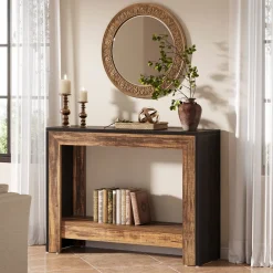 41" Console Table, Farmhouse Hallway Table Sofa Table with Open Storage
