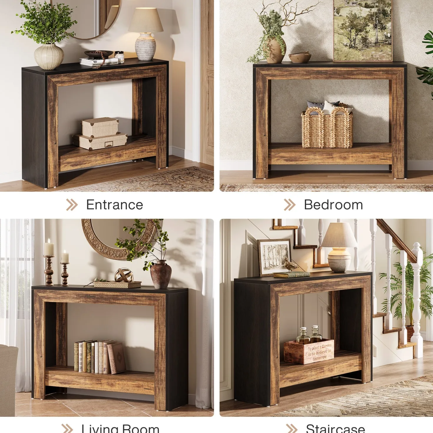 41" Console Table, Farmhouse Hallway Table Sofa Table with Open Storage
