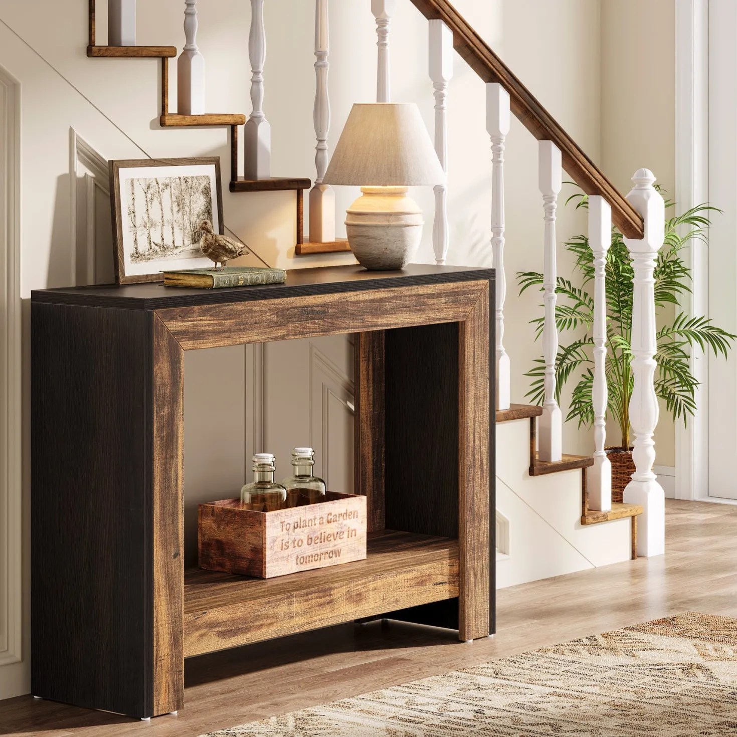 41" Console Table, Farmhouse Hallway Table Sofa Table with Open Storage