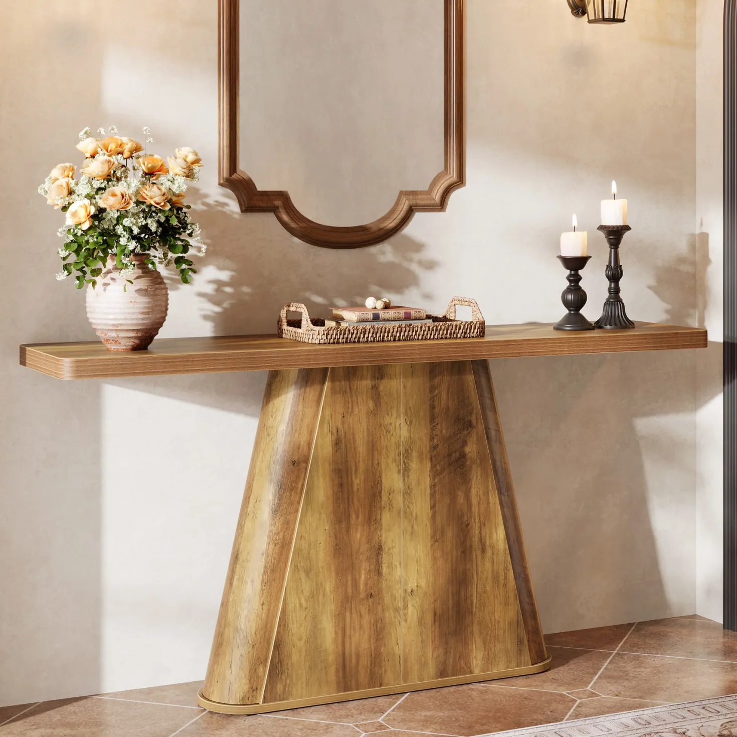 63" Console Table, Farmhouse Sofa Table Behind Couch Entryway Table
