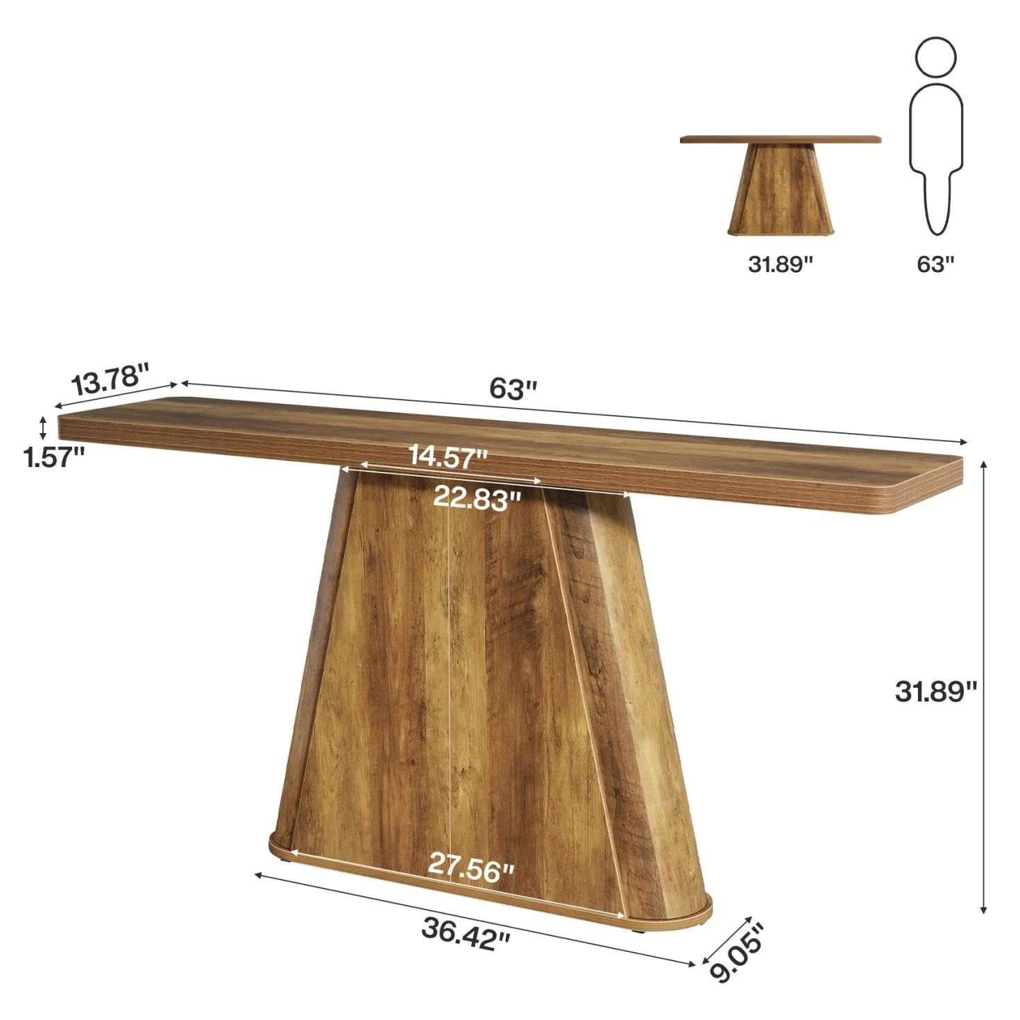 63" Console Table, Farmhouse Sofa Table Behind Couch Entryway Table