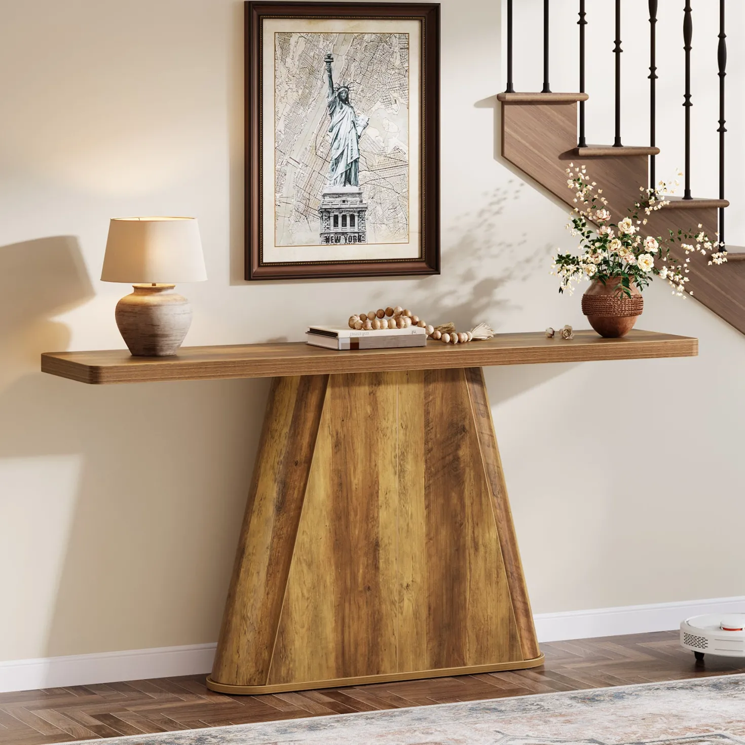 63" Console Table, Farmhouse Sofa Table Behind Couch Entryway Table