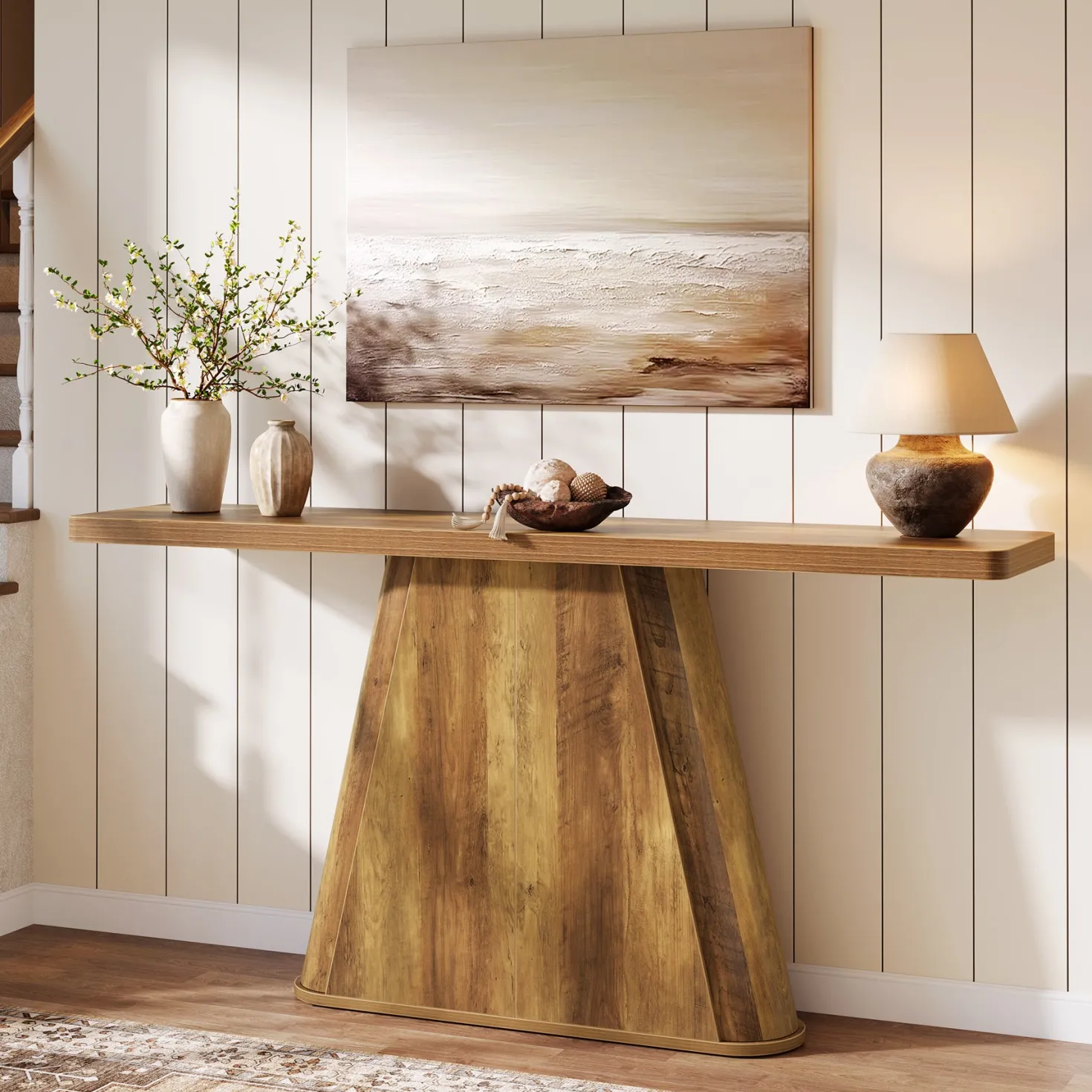 63" Console Table, Farmhouse Sofa Table Behind Couch Entryway Table