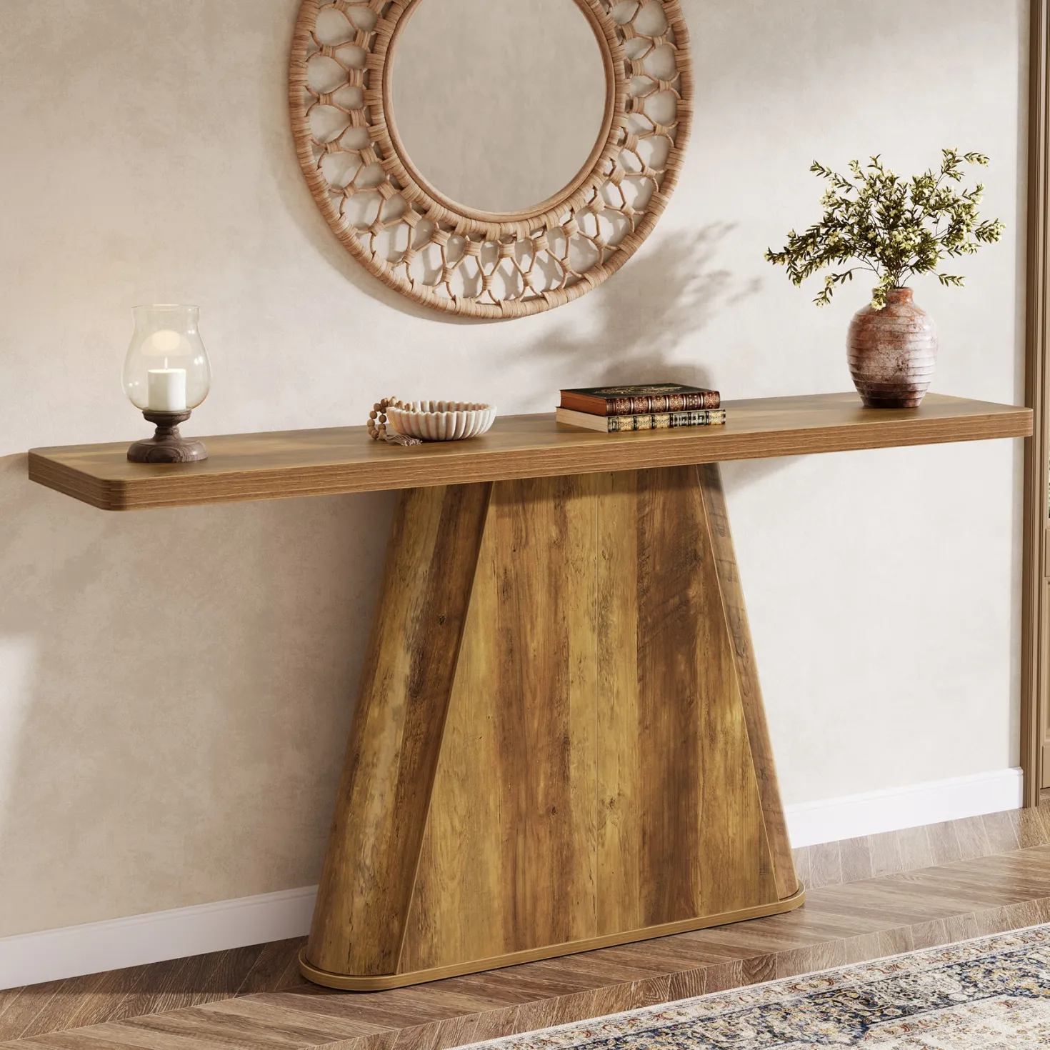 63" Console Table, Farmhouse Sofa Table Behind Couch Entryway Table