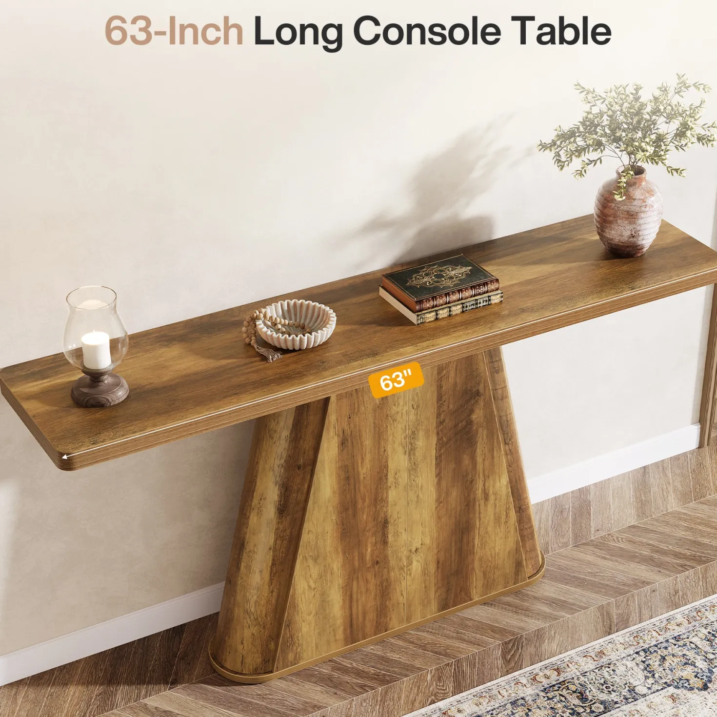 63" Console Table, Farmhouse Sofa Table Behind Couch Entryway Table