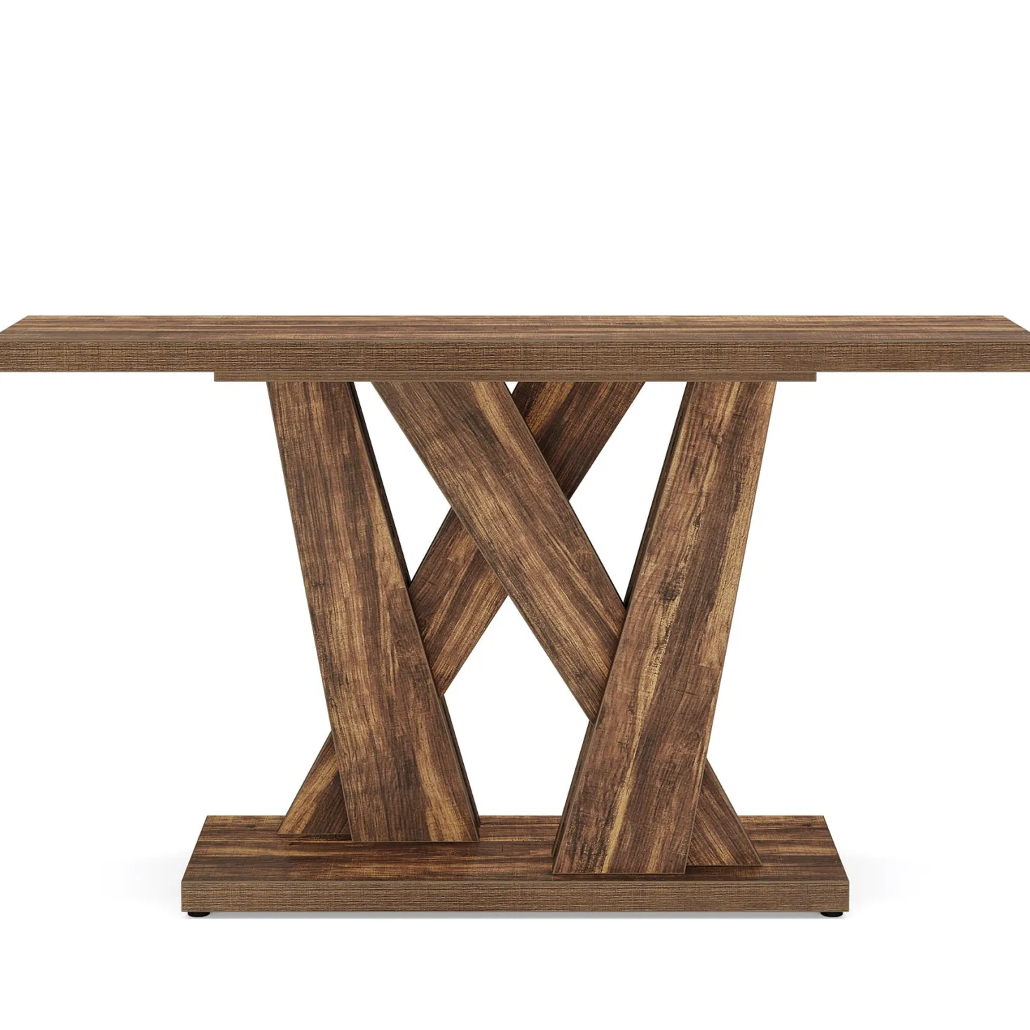 55" Console Table, Farmhouse Entryway Table With Geometric Base