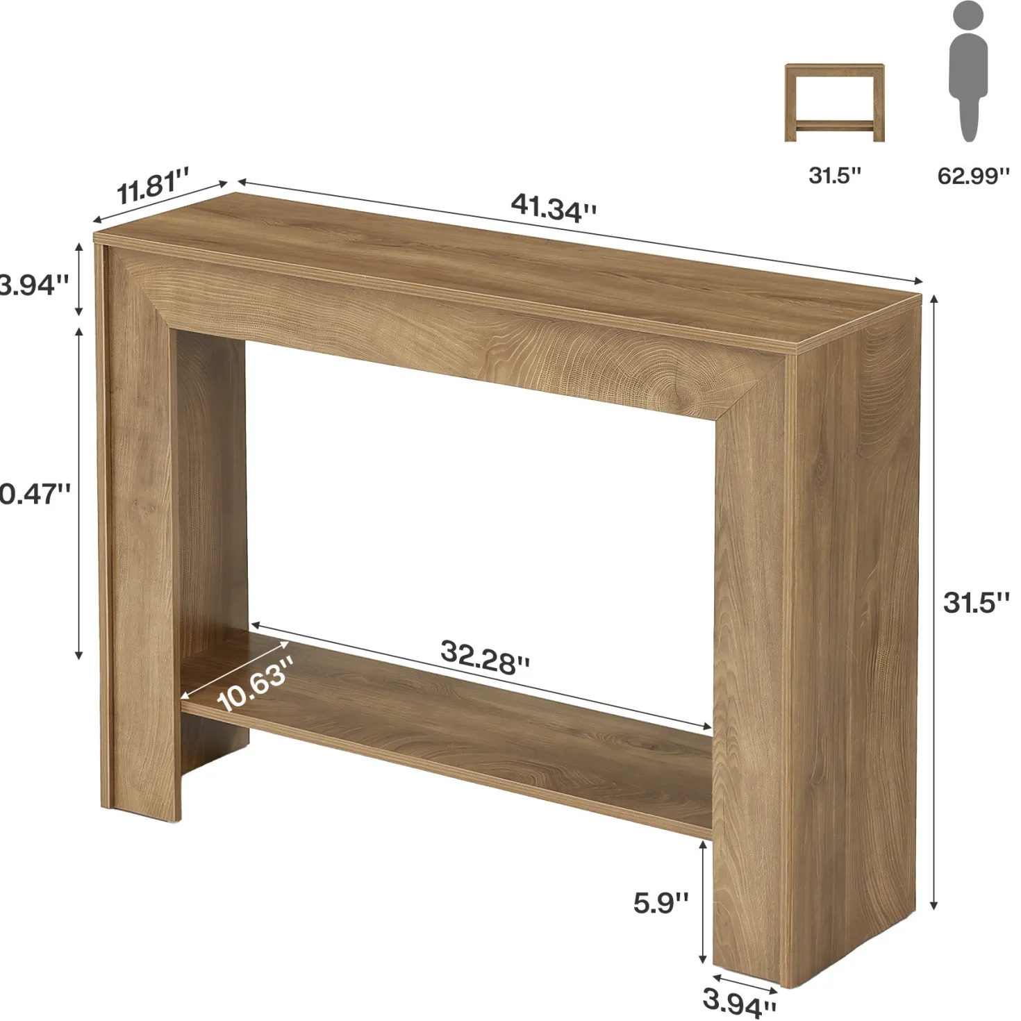 41.3" Console Table, Farmhouse Sofa Entryway Table with 2-Tier Open Storage