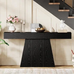 63" Console Table, Farmhouse Entryway Table Sofa Table with Trapezoidal Base