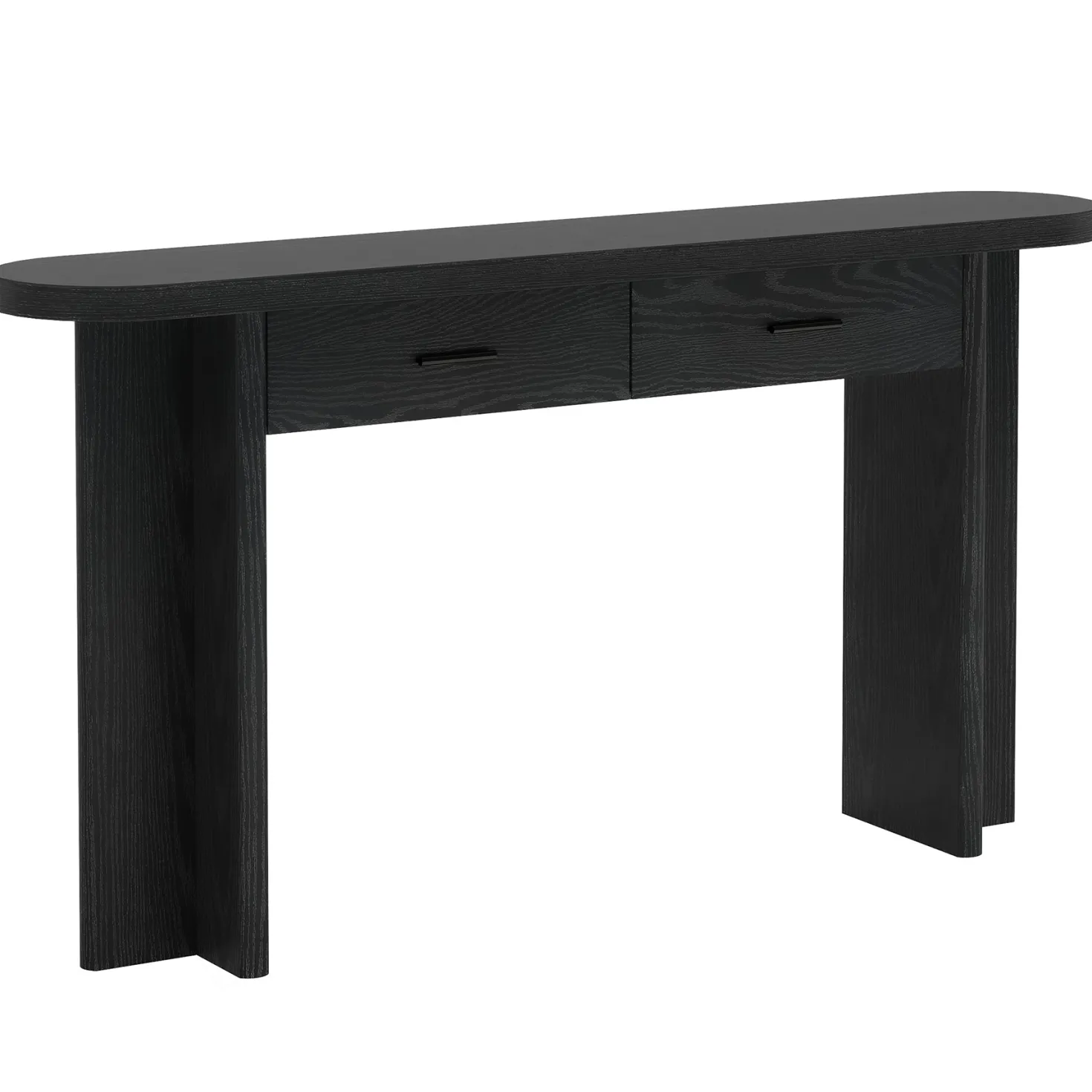 63" Console Table, Farmhouse Oval Curved Entryway Table with 2 Drawers