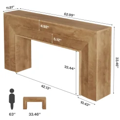 63" Console Table, Farmhouse Entryway Sofa Table for Hallway, Living Room
