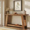 63" Console Table, Farmhouse Wood Sofa Entryway Table with 2-Tier Shelf