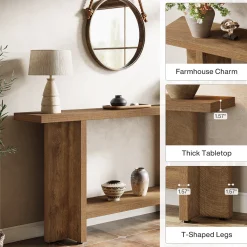 59" Console Table, Farmhouse Sofa Table Hallway Table