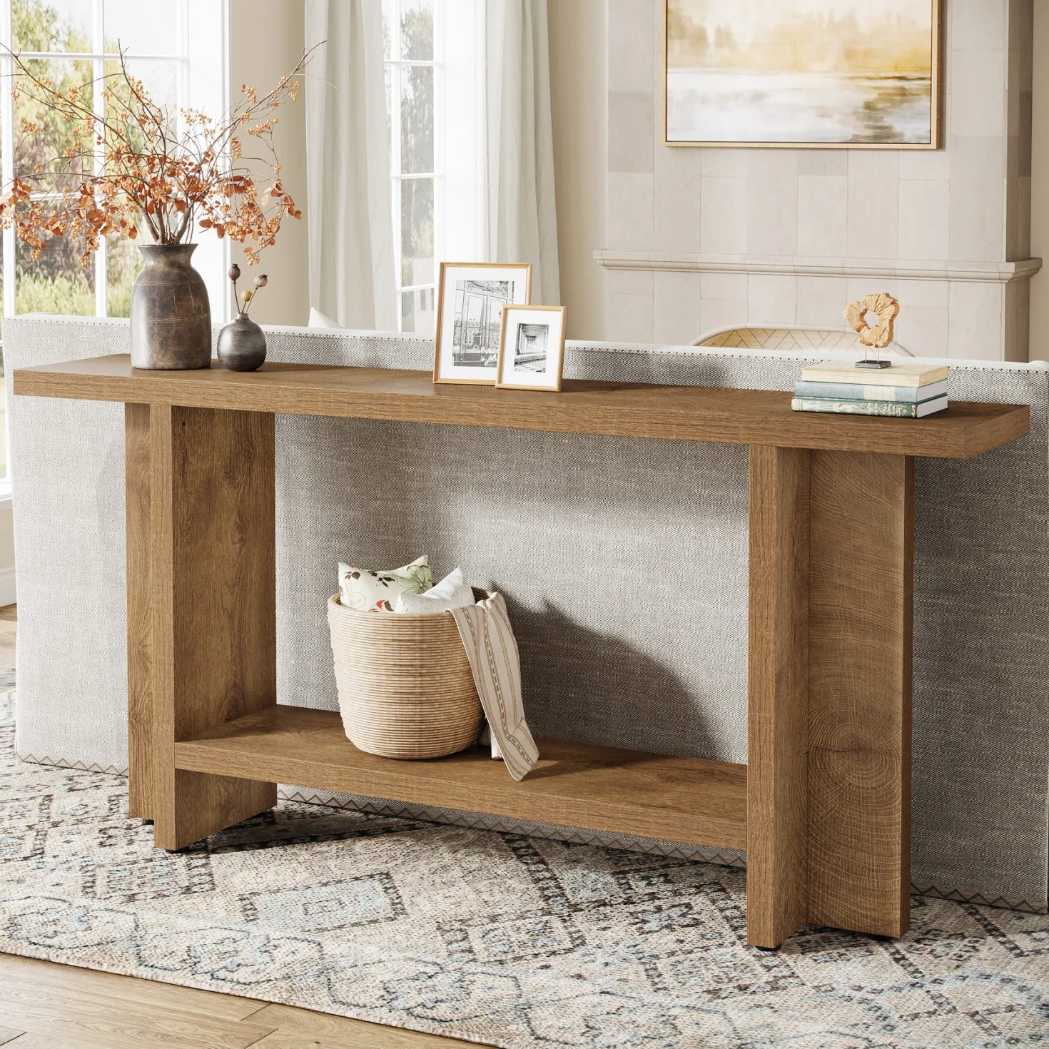 59" Console Table, Farmhouse Sofa Table Hallway Table