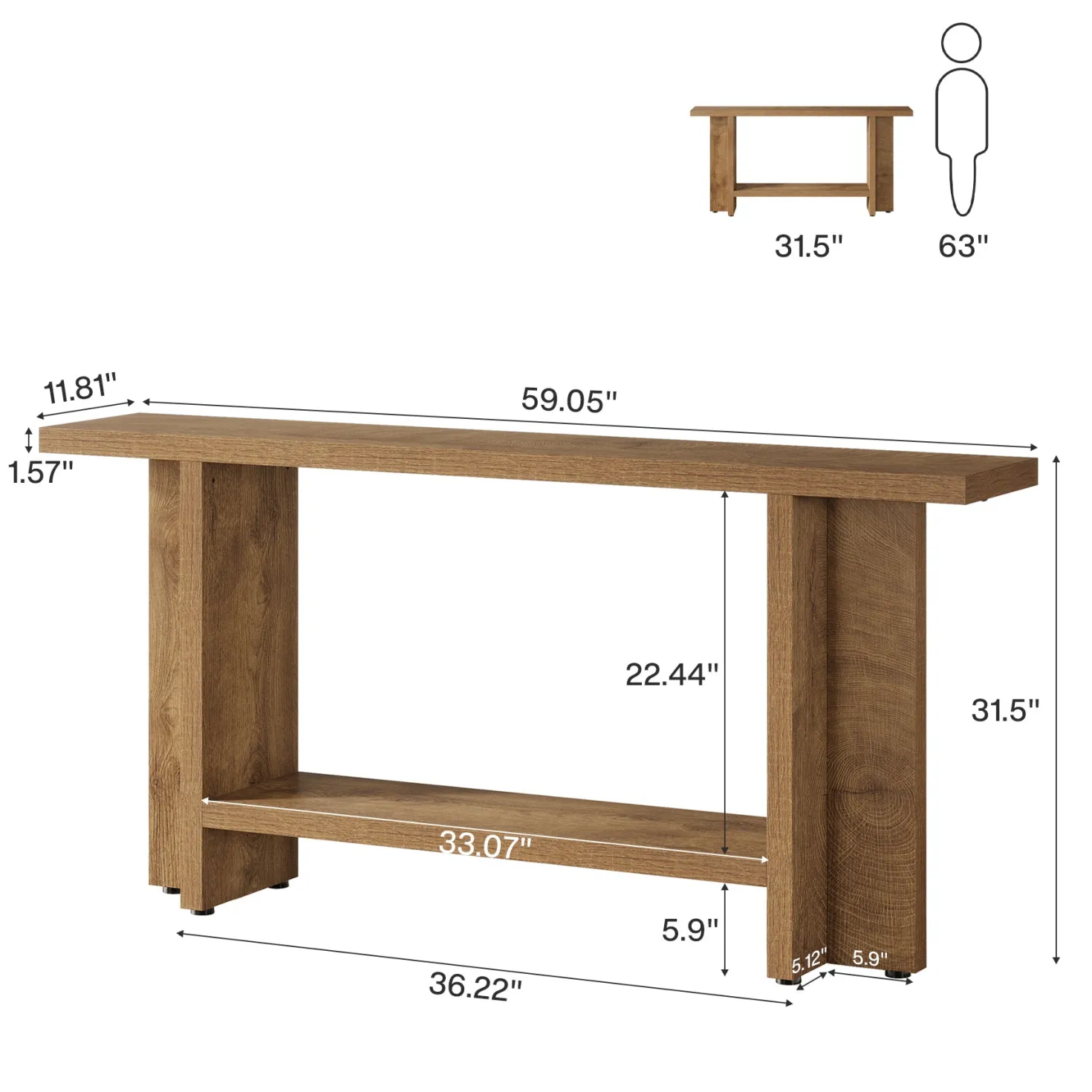 59" Console Table, Farmhouse Sofa Table Hallway Table