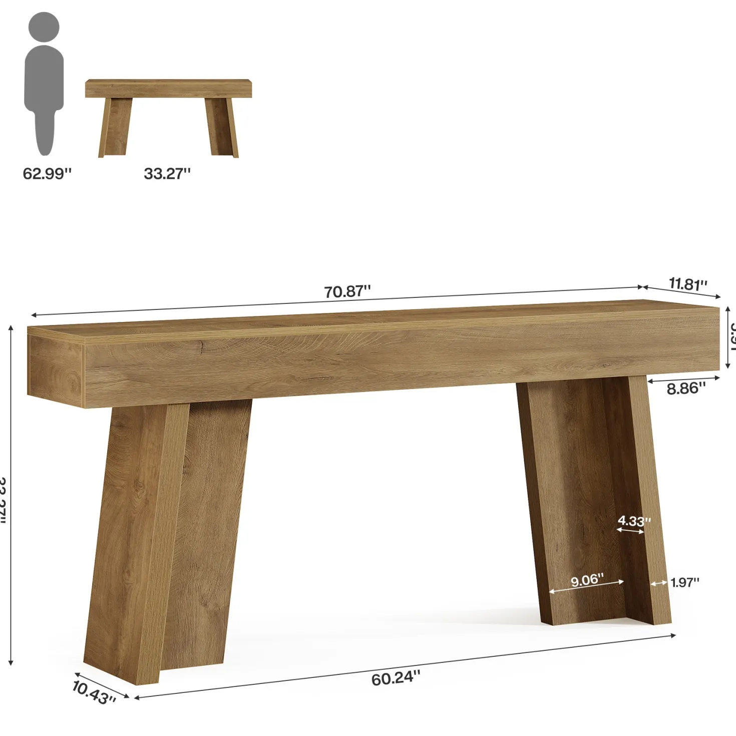 70.9" Console Table, Farmhouse Narrow Entryway Table Behind The Couch