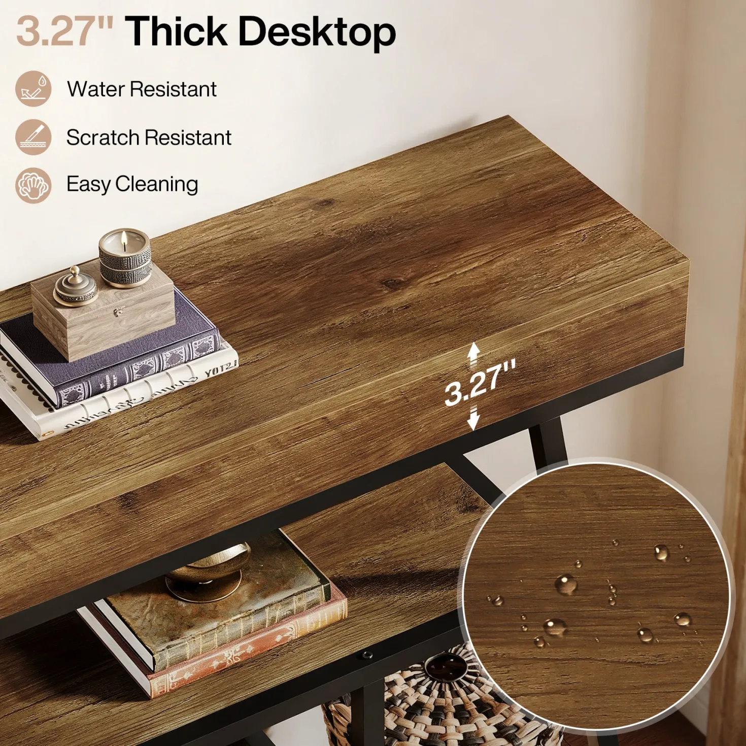 41.3" Console Table, Industrial Entryway Sofa Table with 4-Tier Shelves