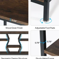 70.9" Console Table Industrial Sofa Table with Storage Shelves