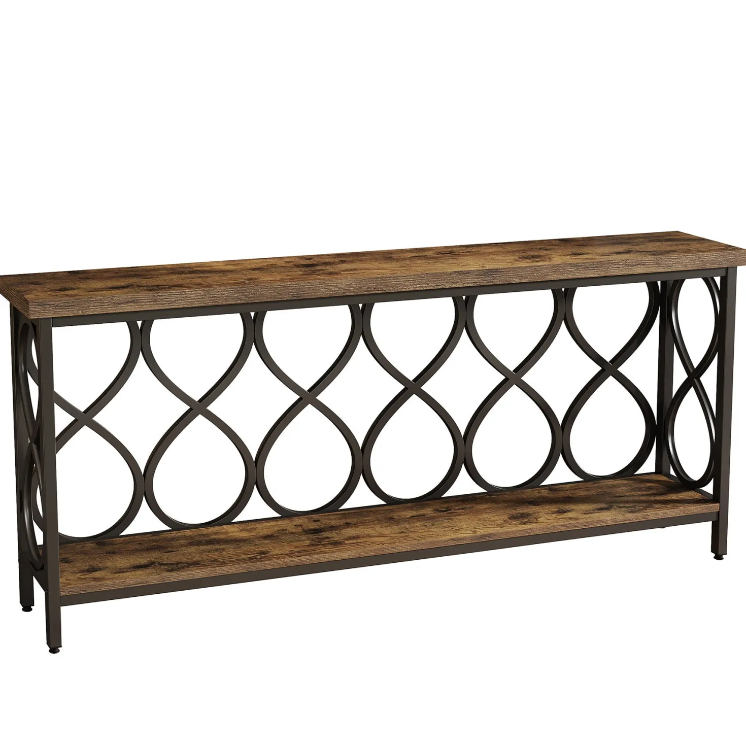 70.9" Console Table, Industrial Sofa Table 2-Tier Entryway Accent Table