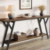 70.9" Console Table, Industrial Sofa Table Behind Couch with 2-Tier Storage Shelf