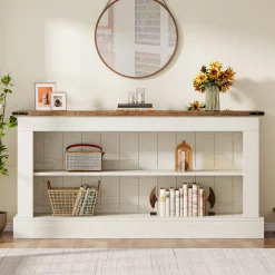 63" Console Table, Long Entryway Table Sofa Table With Storage