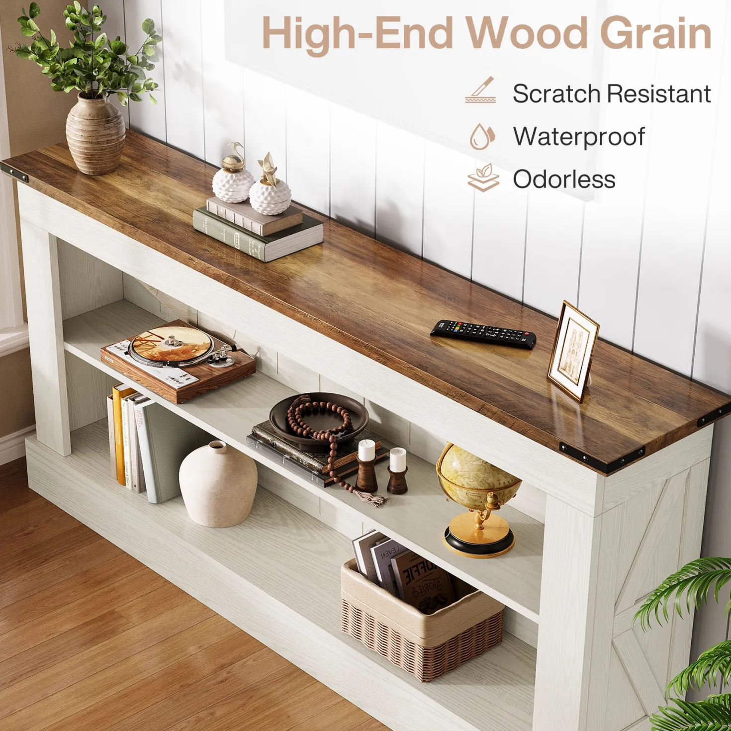 63" Console Table, Long Entryway Table Sofa Table With Storage